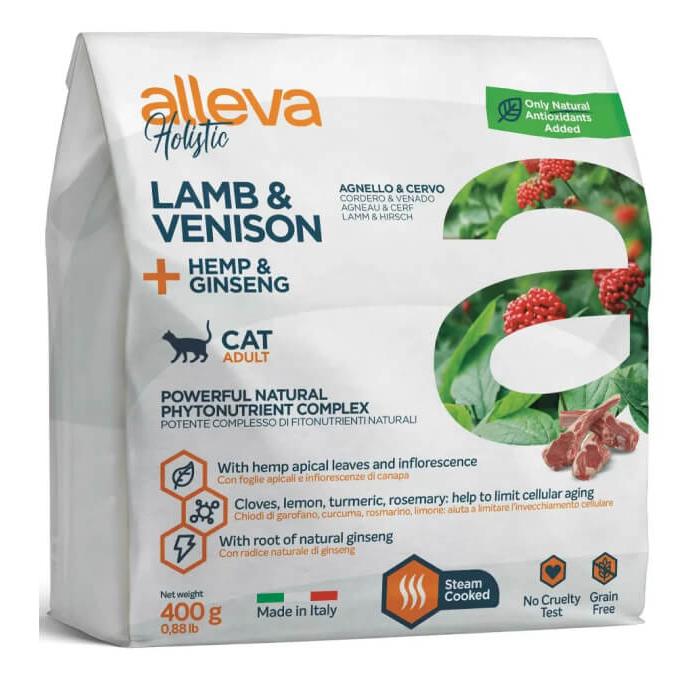 Беззерновой корм Alleva Holistic Adult Cat для взрослых кошек, ягненок и оленина